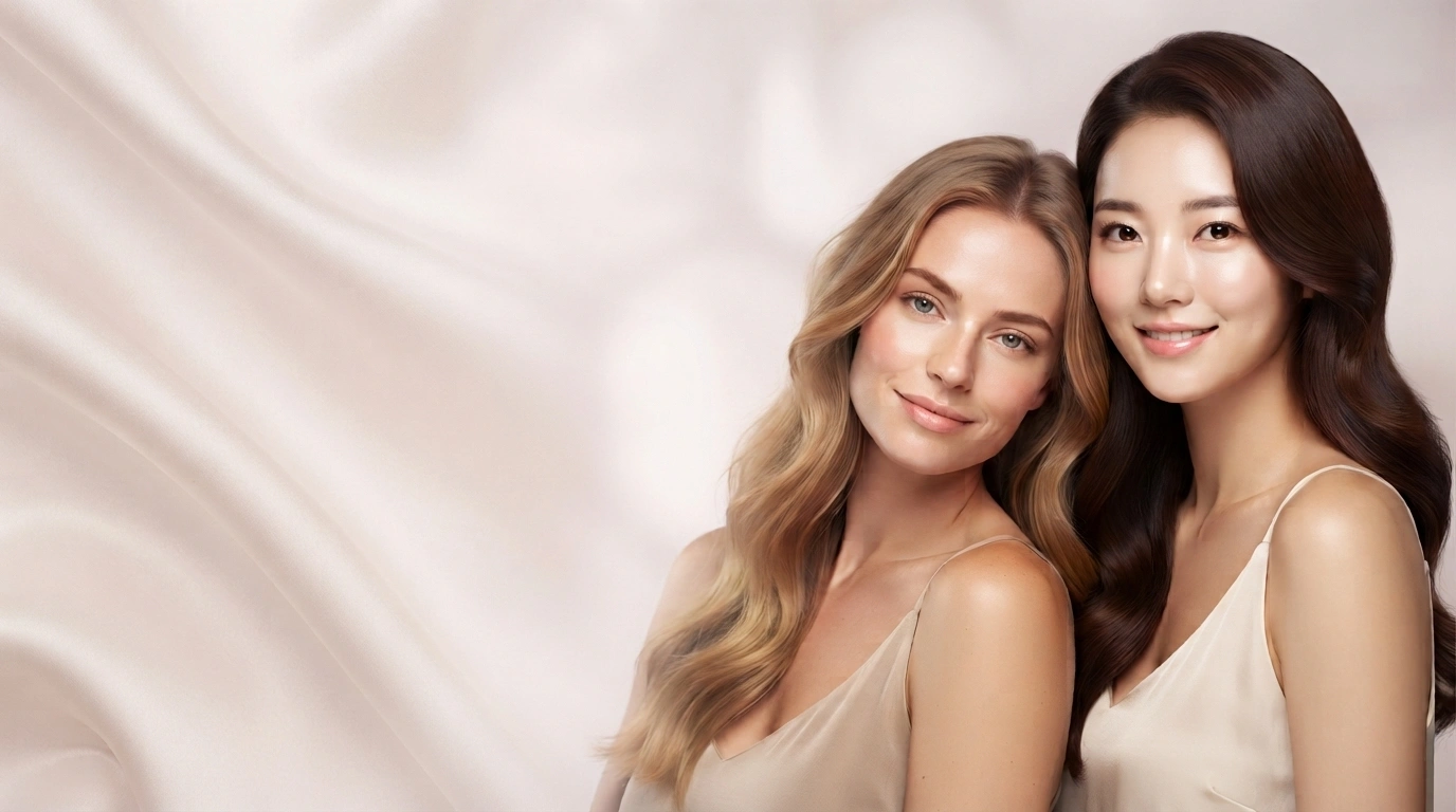 Two women with glowing, healthy skin